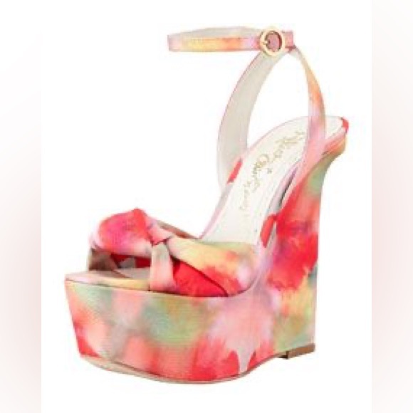 Alice + Olivia Shoes - Alice + Olivia by Stacey  bendet Ilisa Watercolor-Print Wedge Sandal